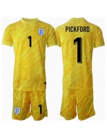 Otroške Nogometnih dresov Anglija Jordan Pickford #1 Vratar Gostujoči EP 2024 Kratki rokavi (+ hlače)